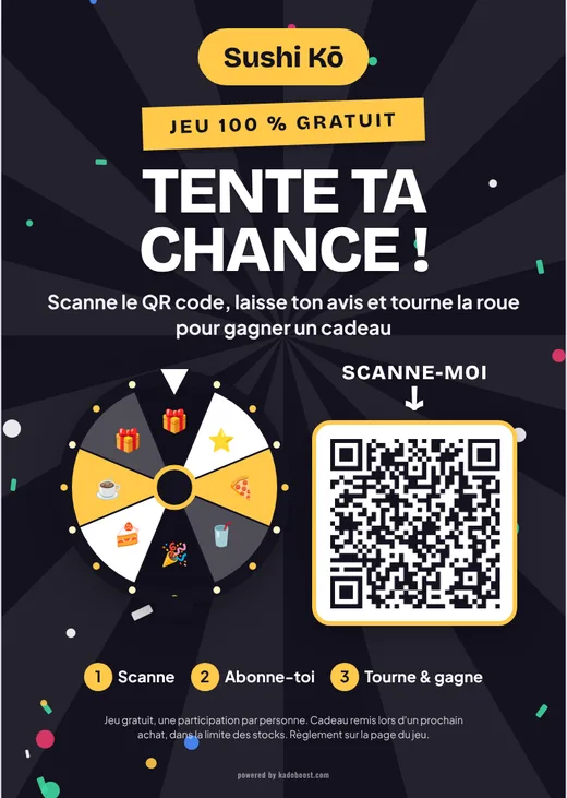 Flyer Kadoboost format A6, fond sombre